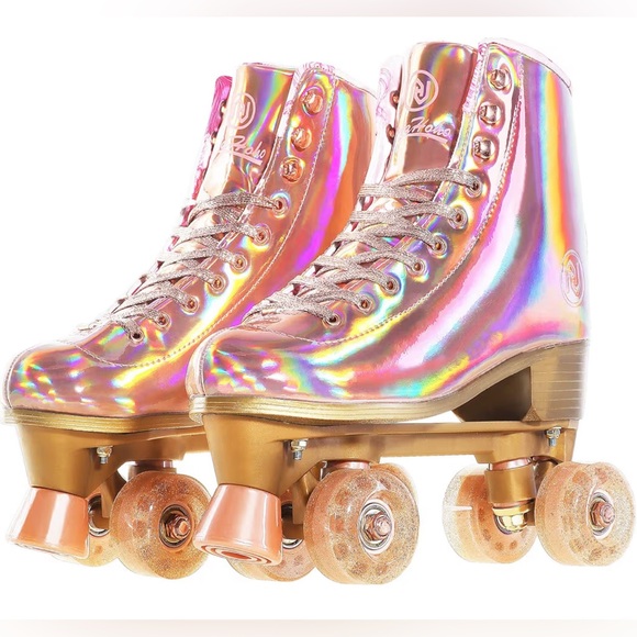 JajaHoho Other - Holographic Roller Skates in Iridescent Pink Gold